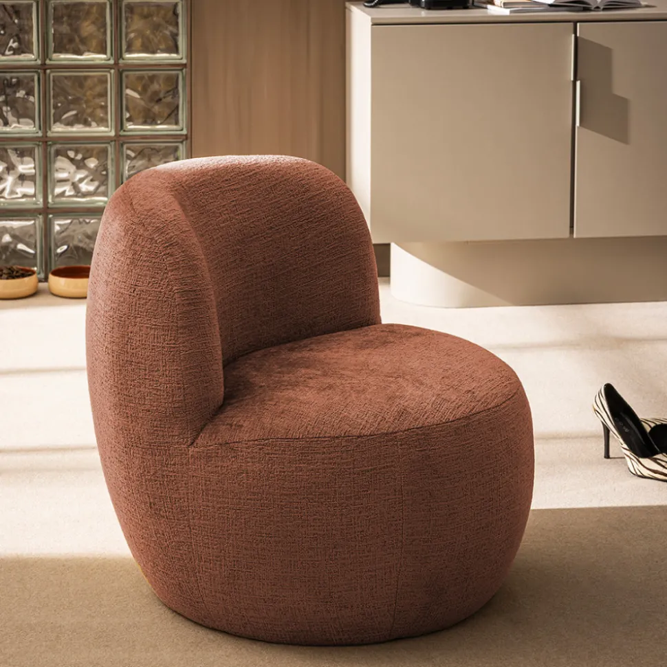 MO Fauteuil rond en tissu chenille