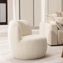 MO Fauteuil rond en tissu bouclette