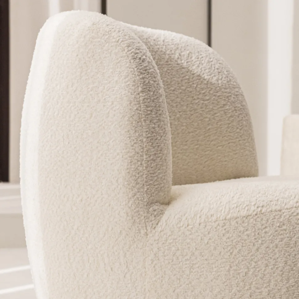MO Fauteuil rond en tissu bouclette