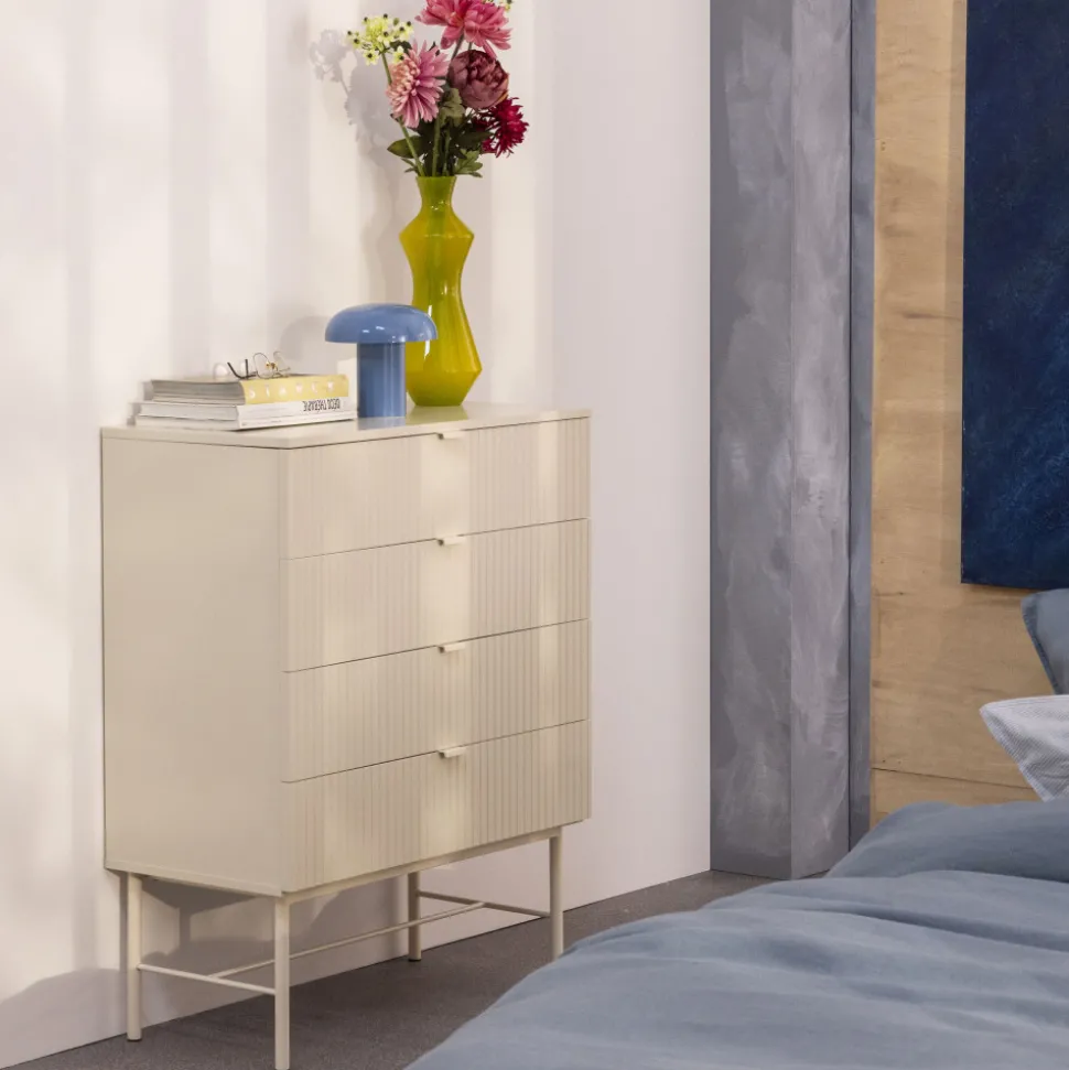 MOLLY Commode 4 tiroirs en bois et métal L79cm