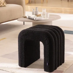 MUI Lot de 2 tabourets rembourrés en tissu bouclette