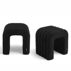 MUI Lot de 2 tabourets rembourrés en tissu bouclette