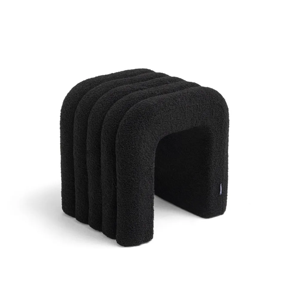 MUI Lot de 2 tabourets rembourrés en tissu bouclette