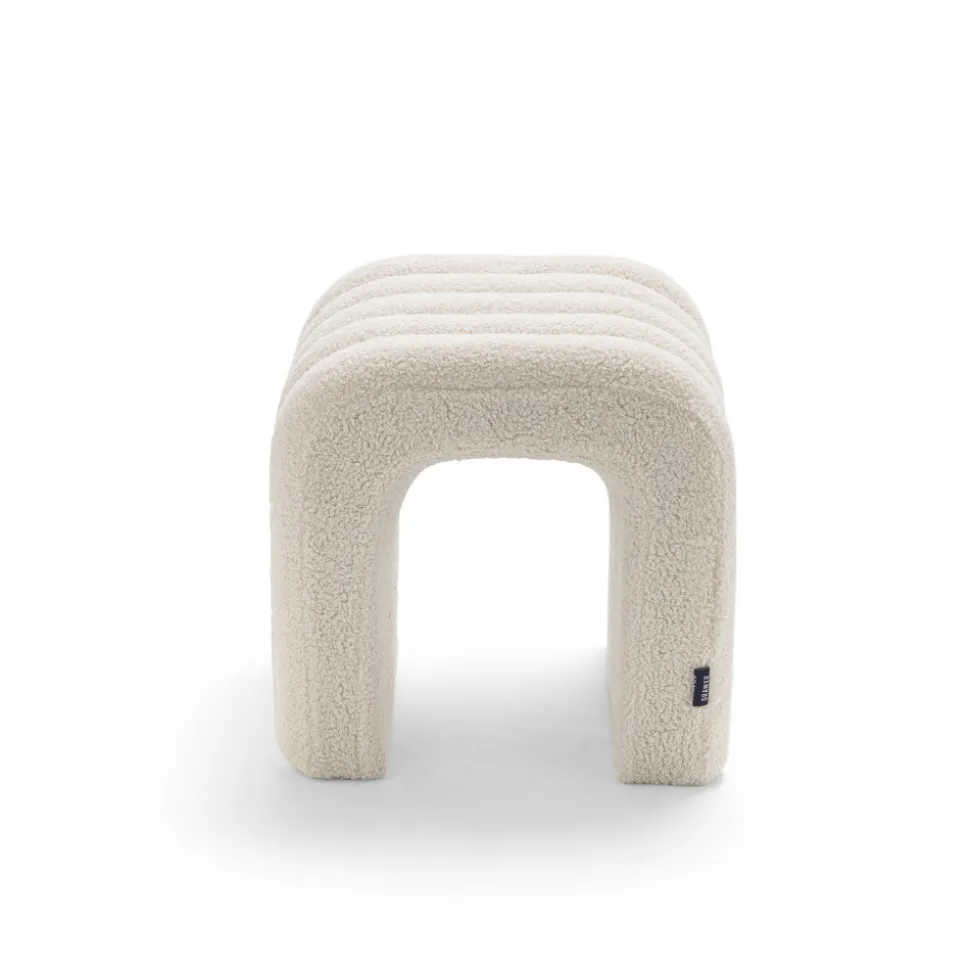 MUI Lot de 2 tabourets rembourrés en tissu bouclette