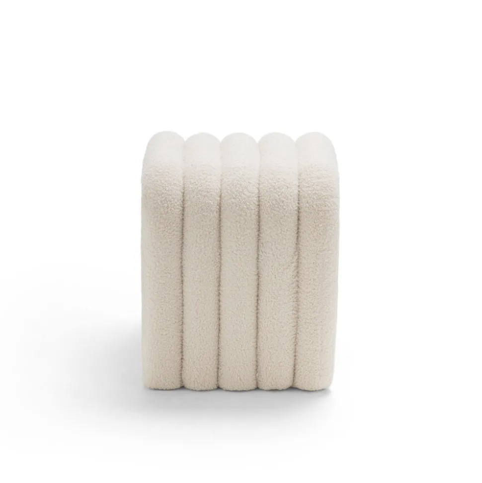 MUI Lot de 2 tabourets rembourrés en tissu bouclette