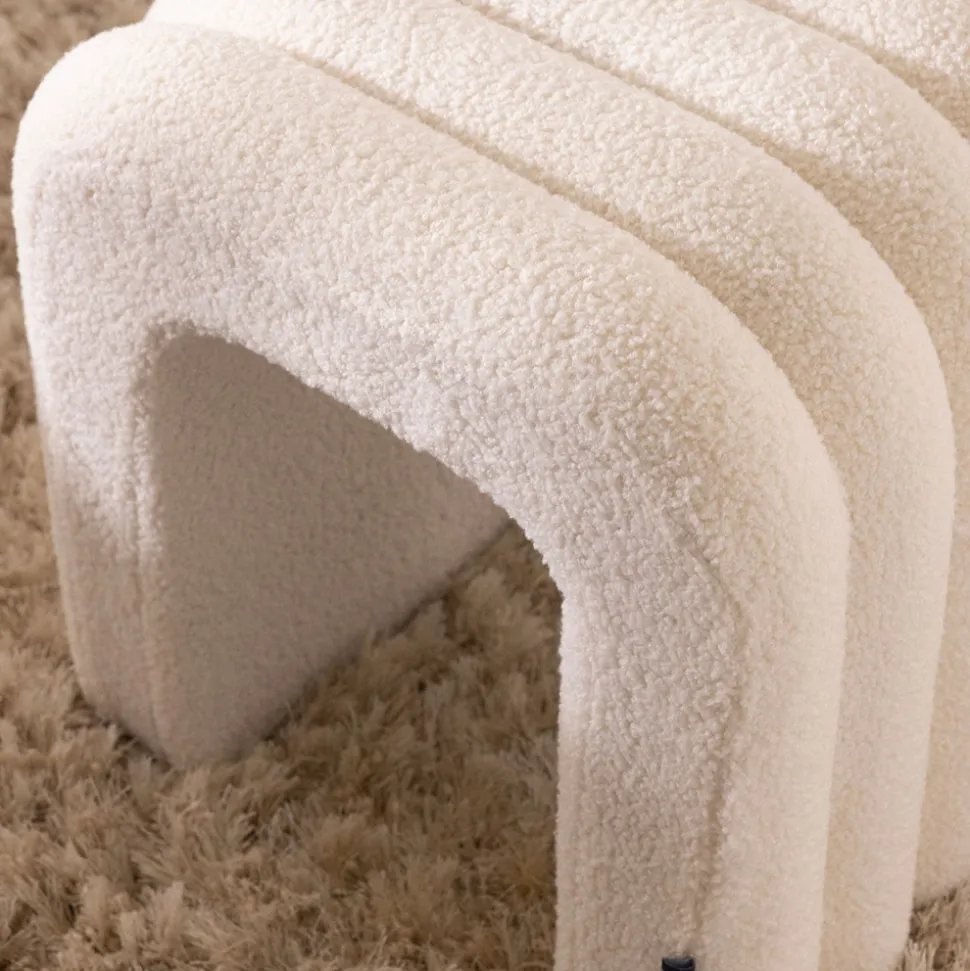 MUI Lot de 2 tabourets rembourrés en tissu bouclette