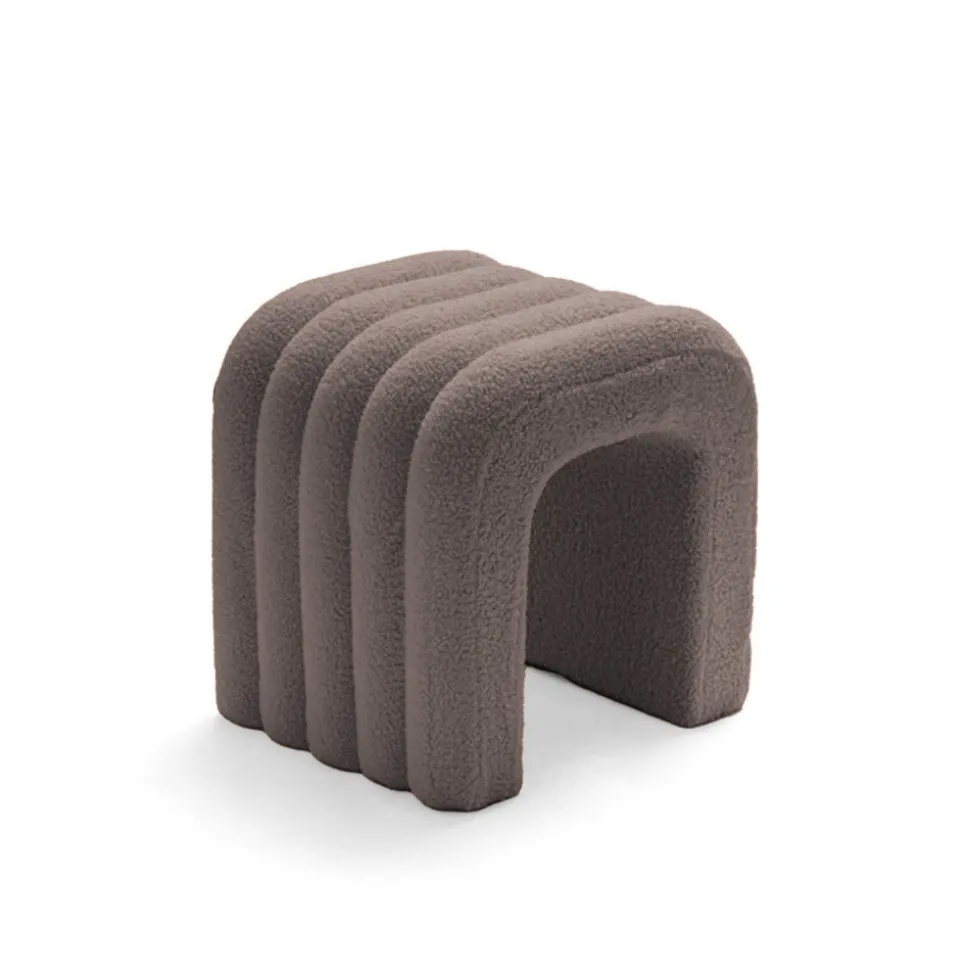 MUI Lot de 2 tabourets rembourrés en tissu bouclette