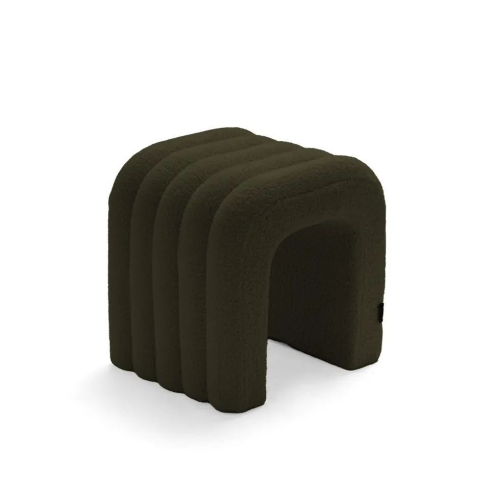 MUI Tabouret rembourré en tissu bouclette