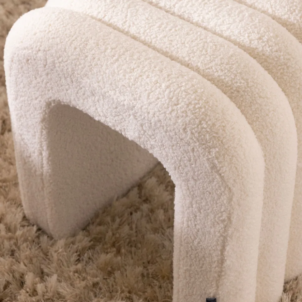 MUI Tabouret rembourré en tissu bouclette