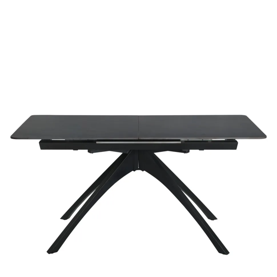 MYSTARA Table à manger extensible 6 à 8 personnes en céramique et métal 150-200x85cm