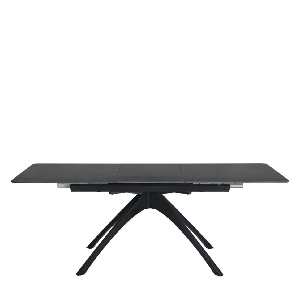 MYSTARA Table à manger extensible 6 à 8 personnes en céramique et métal 150-200x85cm
