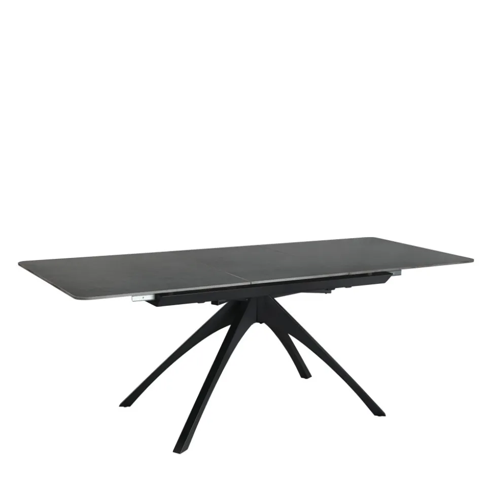 MYSTARA Table à manger extensible 6 à 8 personnes en céramique et métal 150-200x85cm