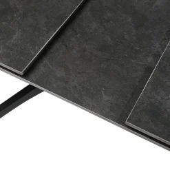 MYSTARA Table à manger extensible 6 à 8 personnes en céramique et métal 150-200x85cm