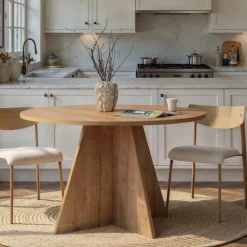 NARO Table à manger 4 personnes ronde en bois