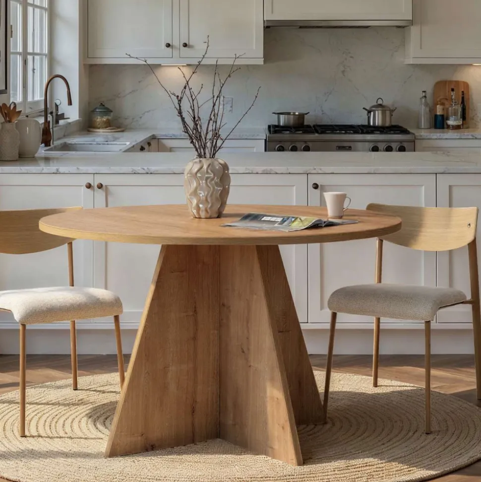 NARO Table à manger 4 personnes ronde en bois