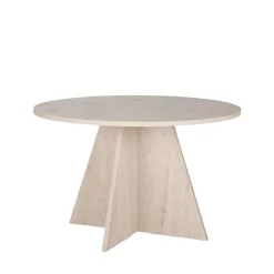 NARO Table à manger 4 personnes ronde effet travertin