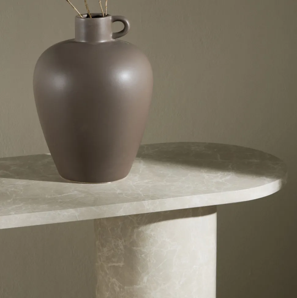 NARVIK Console ovale effet marbre L130cm