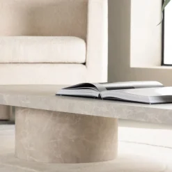 NARVIK Table basse ovale effet marbre 190x60cm