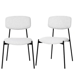 NELLY Lot de 2 chaises en tissu bouclette et métal