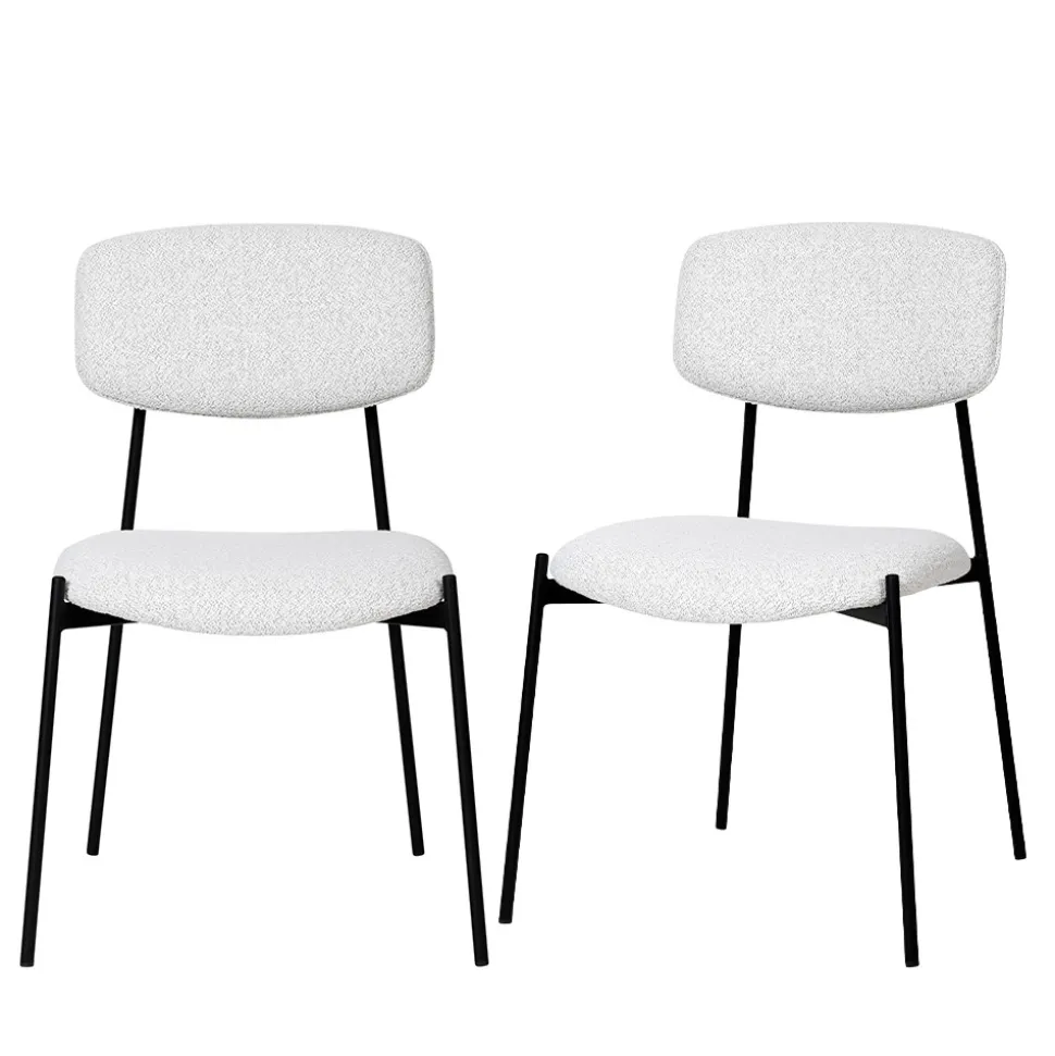 NELLY Lot de 2 chaises en tissu bouclette et métal