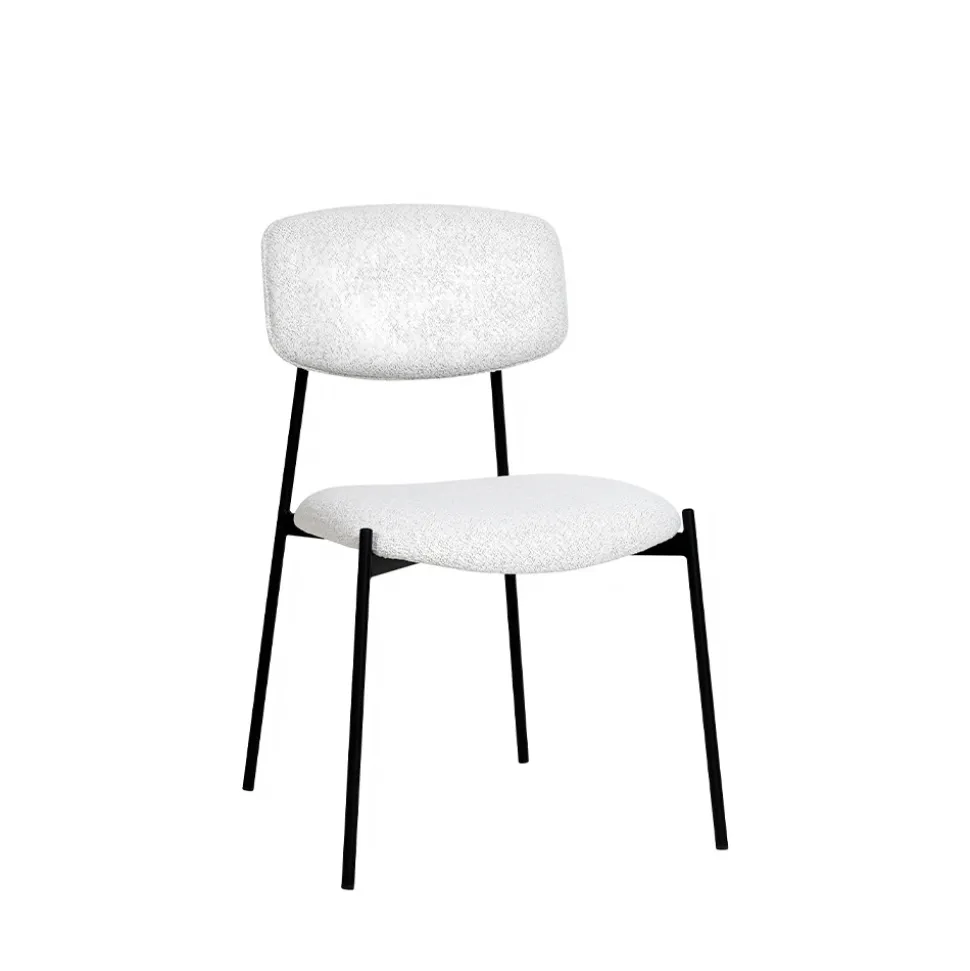 NELLY Lot de 2 chaises en tissu bouclette et métal
