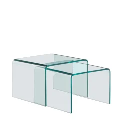 NIDO Lot de 2 tables basses gigognes en verre