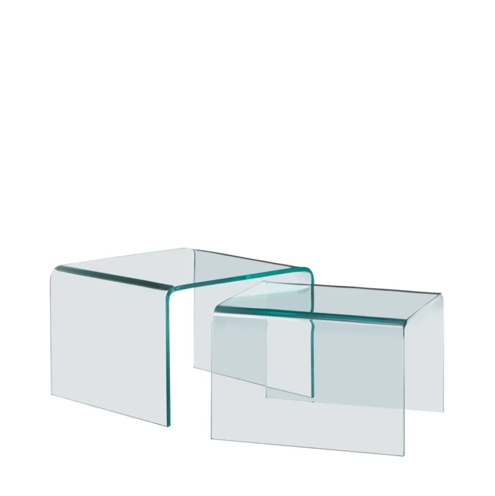 NIDO Lot de 2 tables basses gigognes en verre