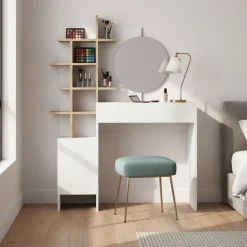 NIYA Coiffeuse 1 tiroir avec miroir L71,50cm
