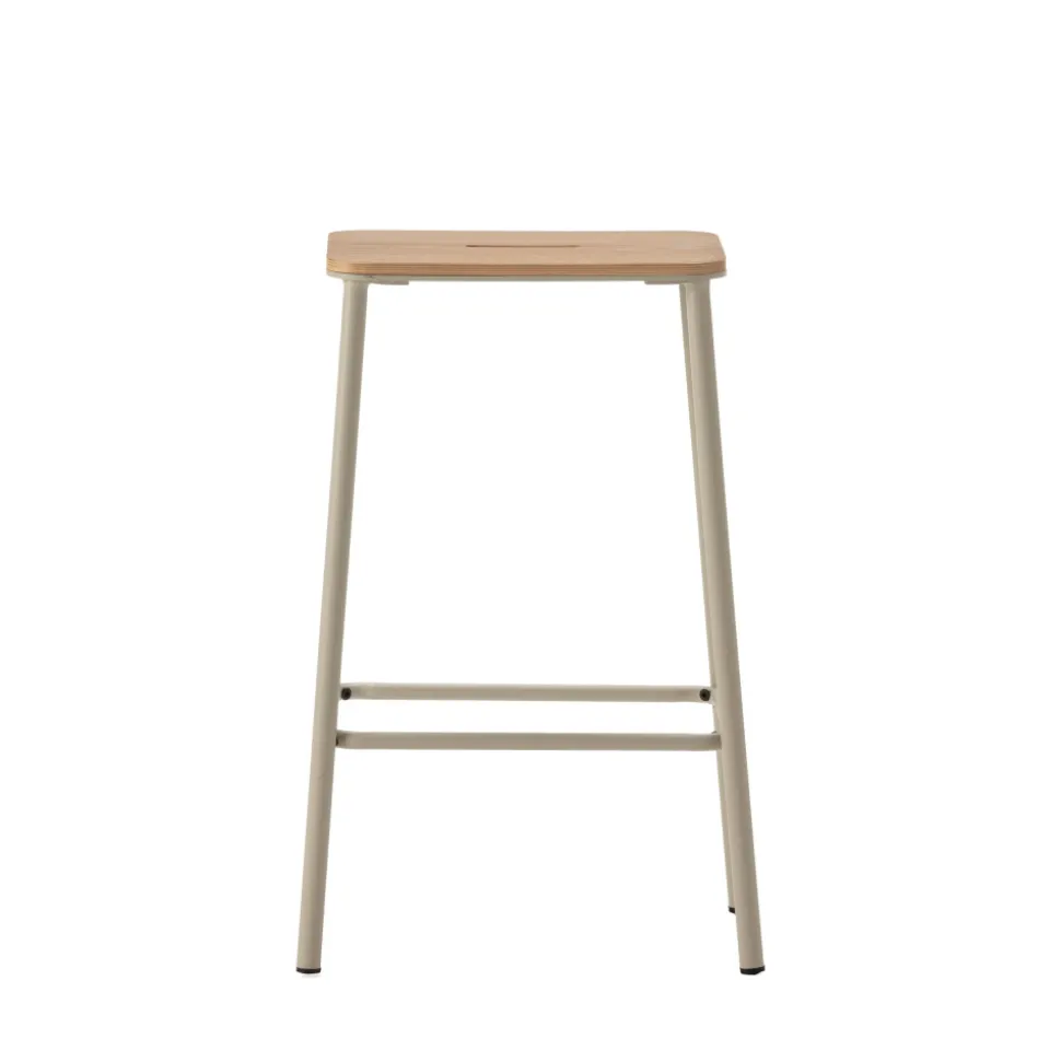 NOKI Lot de 2 tabourets de bar en bois et métal H65cm