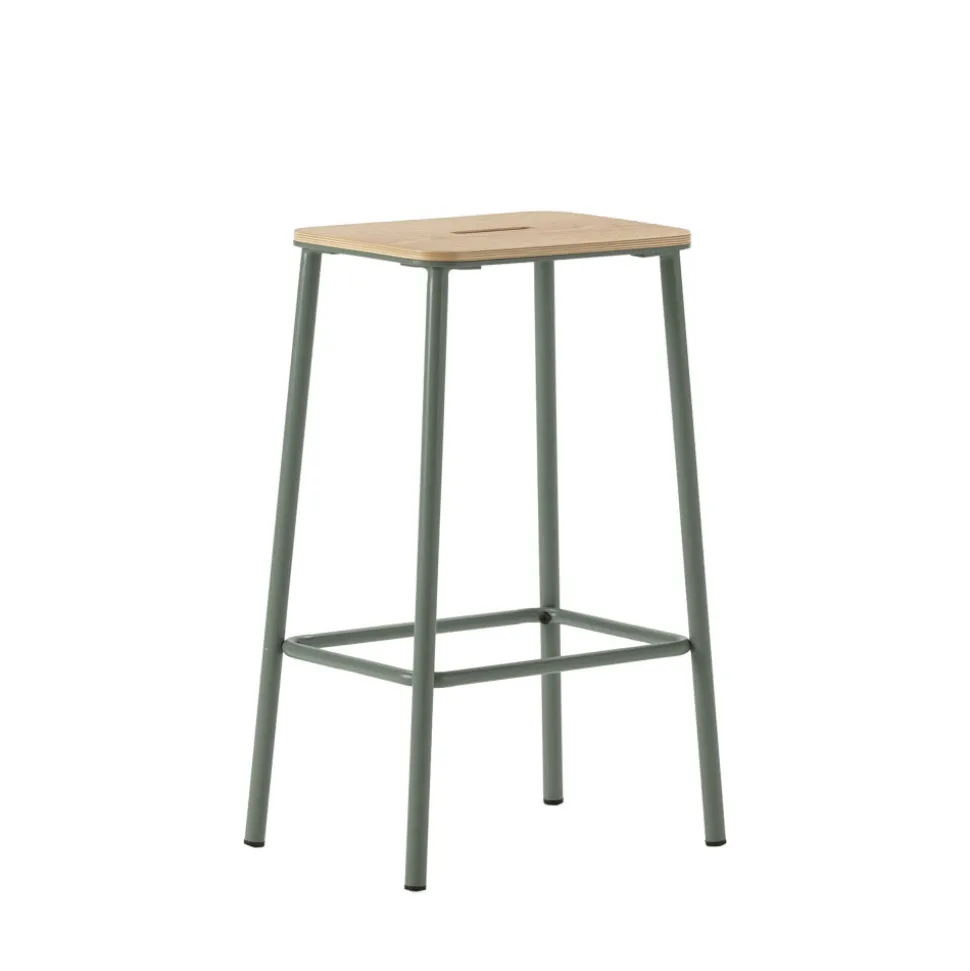 NOKI Lot de 2 tabourets de bar en bois et métal H65cm