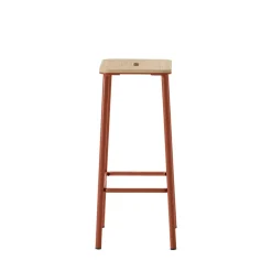 NOKI Lot de 2 tabourets de bar en bois et métal H65cm