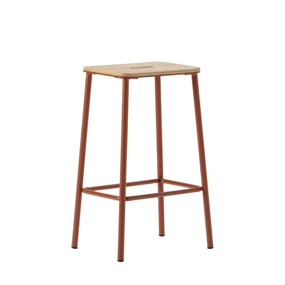 NOKI Lot de 2 tabourets de bar en bois et métal H65cm