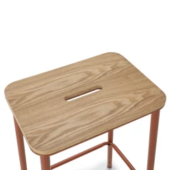 NOKI Lot de 2 tabourets de bar en bois et métal H65cm