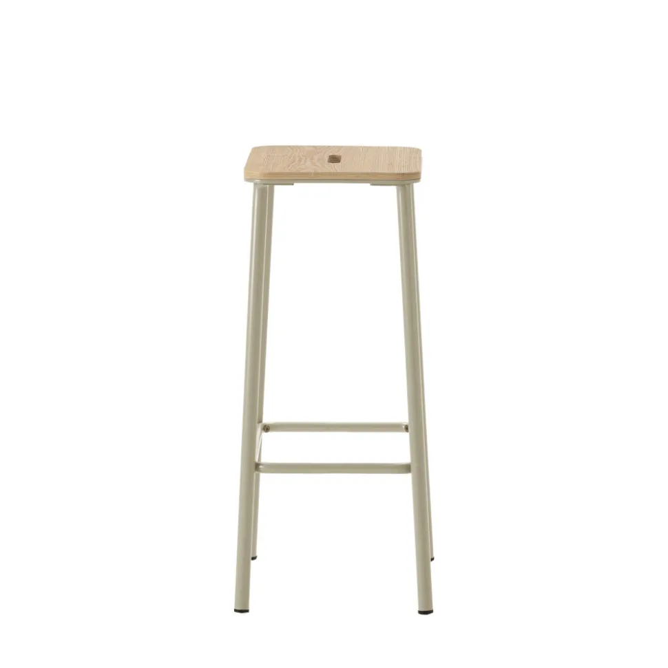 NOKI Lot de 2 tabourets de bar en bois et métal H65cm
