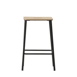 NOKI Lot de 2 tabourets de bar en bois et métal H65cm