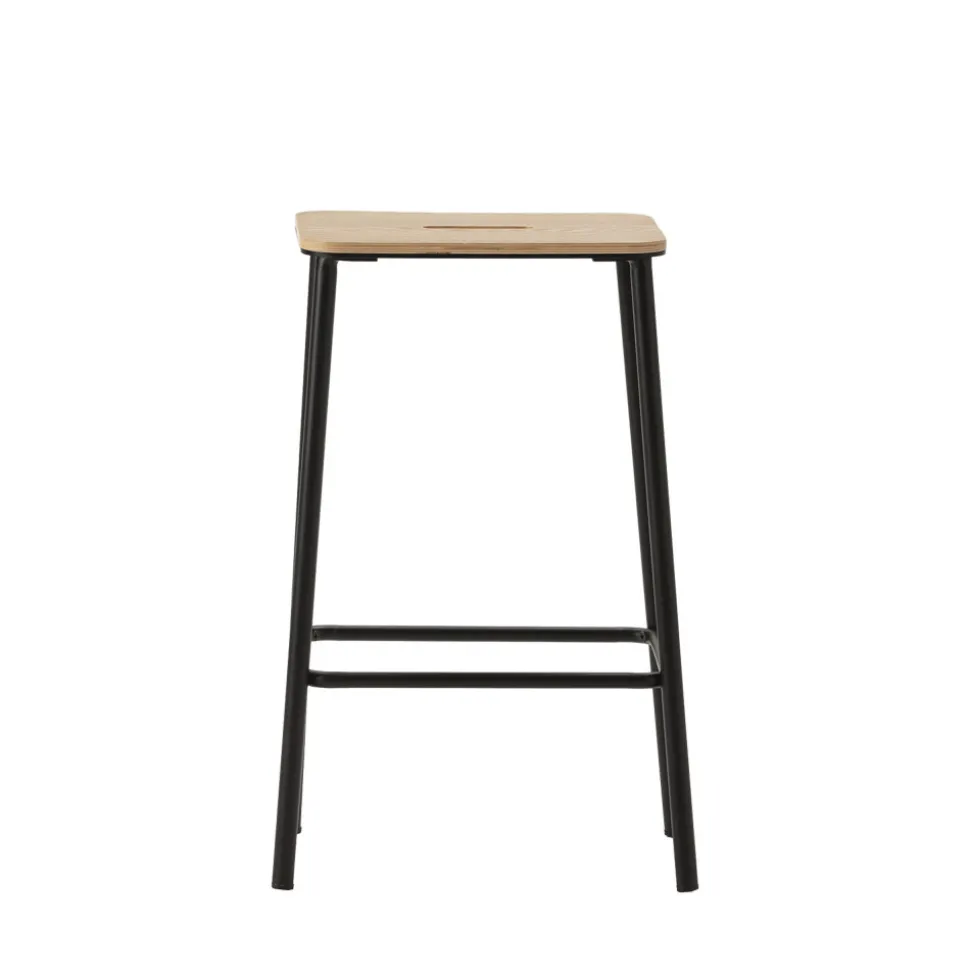 NOKI Lot de 2 tabourets de bar en bois et métal H65cm