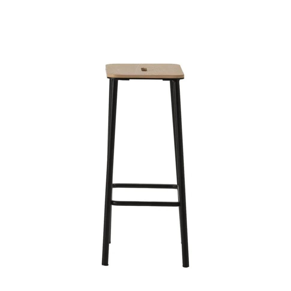NOKI Lot de 2 tabourets de bar en bois et métal H65cm