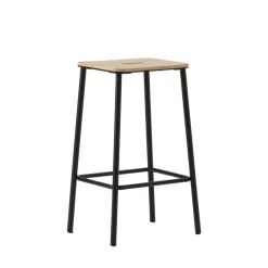 NOKI Lot de 2 tabourets de bar en bois et métal H65cm