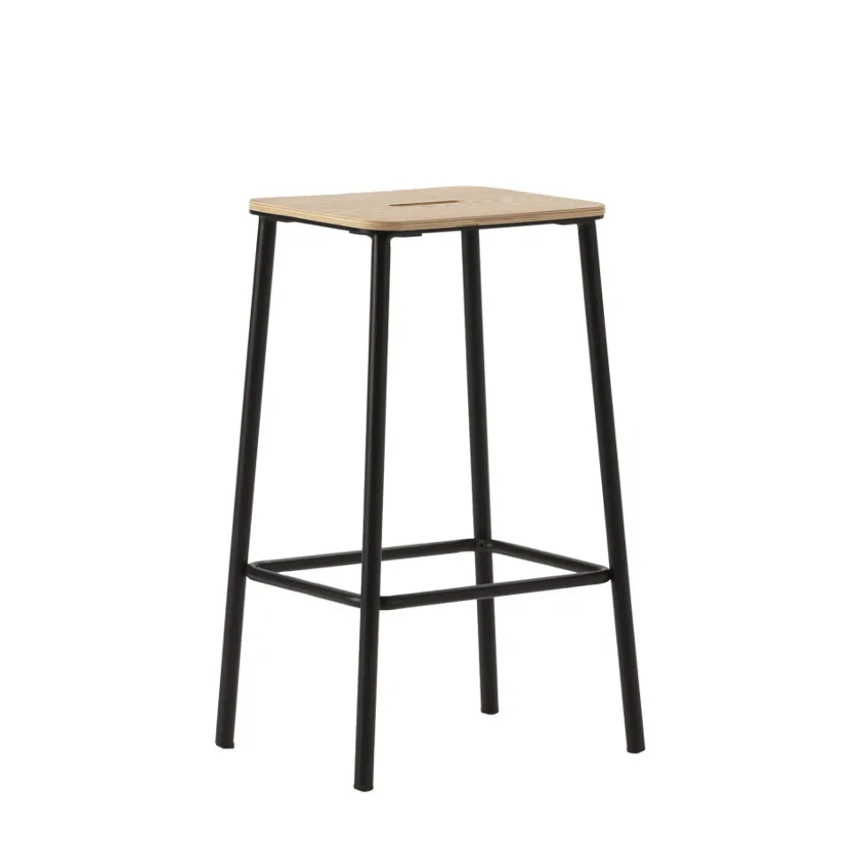 NOKI Lot de 2 tabourets de bar en bois et métal H65cm
