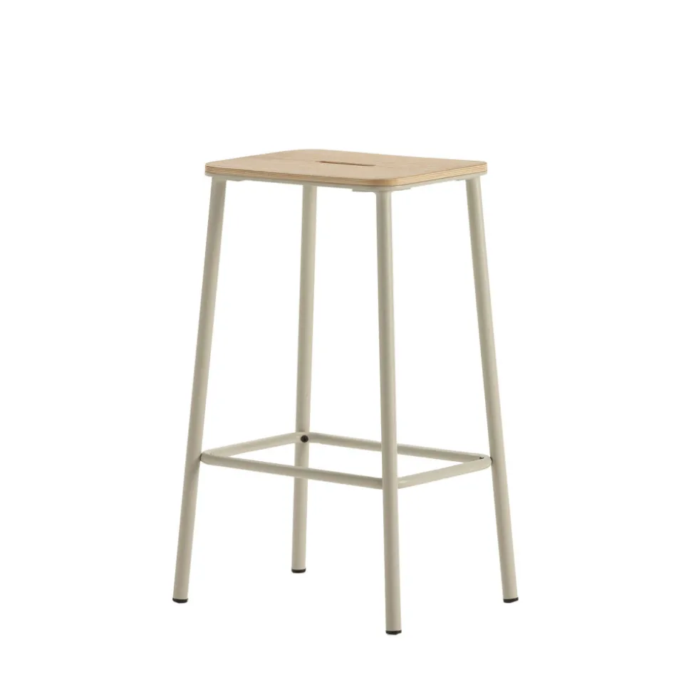 NOKI Lot de 2 tabourets de bar en bois et métal H65cm