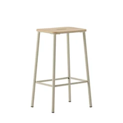 NOKI Lot de 2 tabourets de bar en bois et métal H65cm