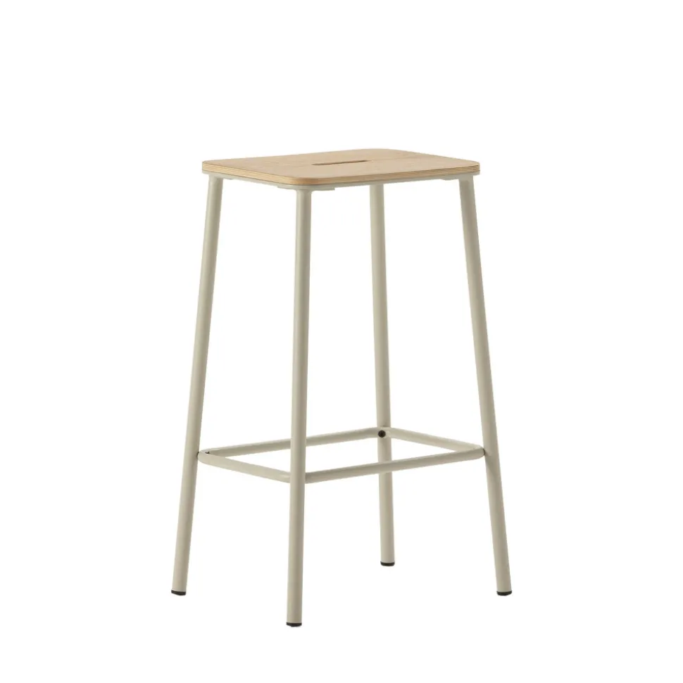 NOKI Lot de 2 tabourets de bar en bois et métal H65cm