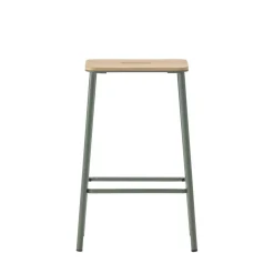 NOKI Lot de 2 tabourets de bar en bois et métal H65cm