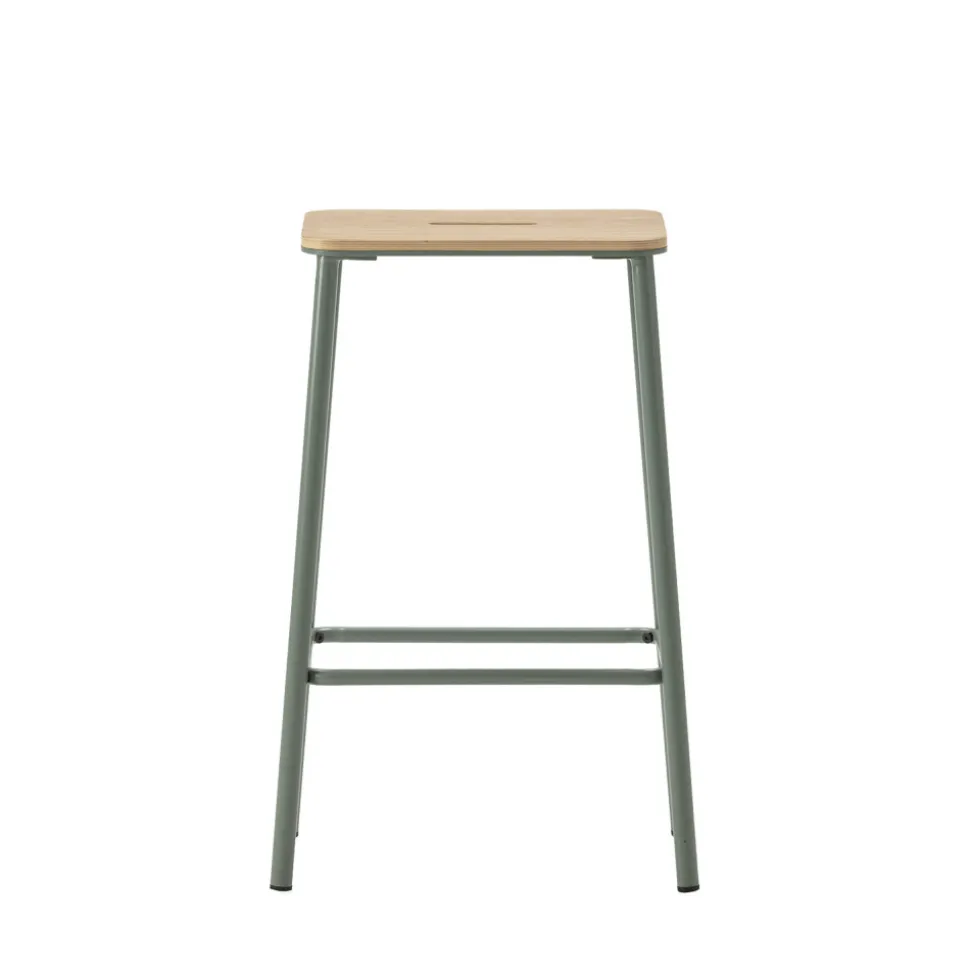 NOKI Lot de 2 tabourets de bar en bois et métal H65cm