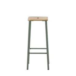 NOKI Lot de 2 tabourets de bar en bois et métal H65cm