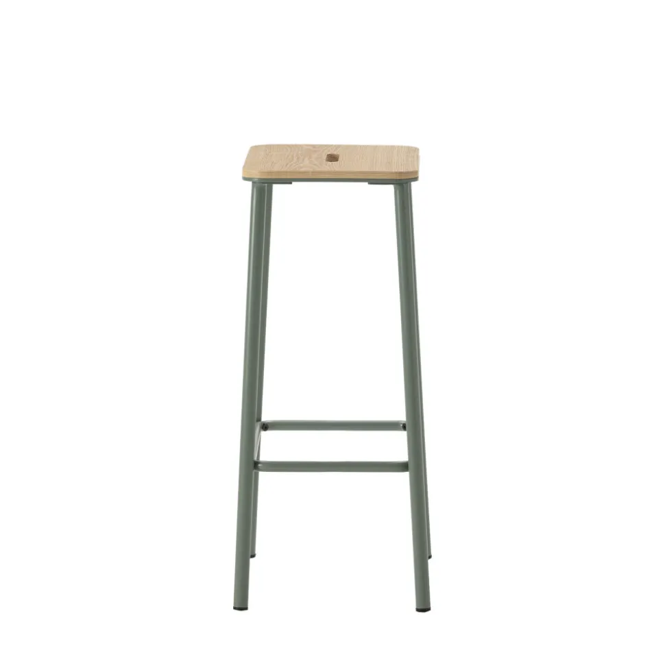 NOKI Lot de 2 tabourets de bar en bois et métal H65cm
