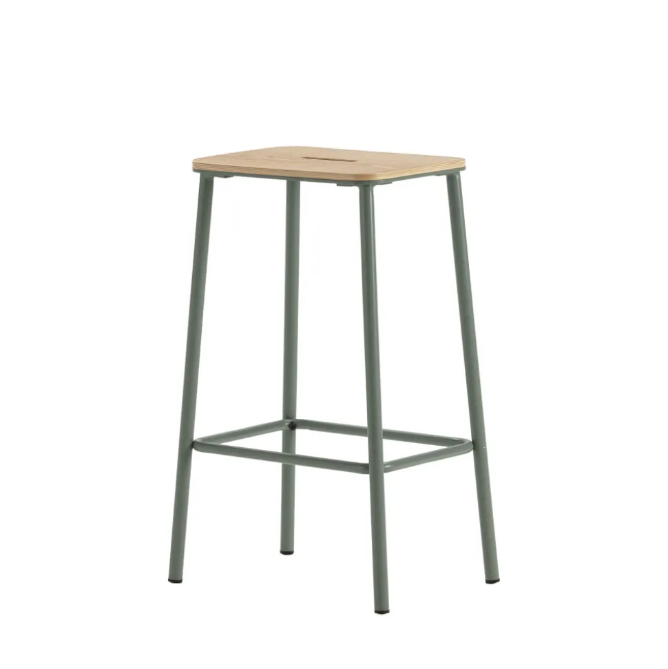 NOKI Lot de 2 tabourets de bar en bois et métal H65cm