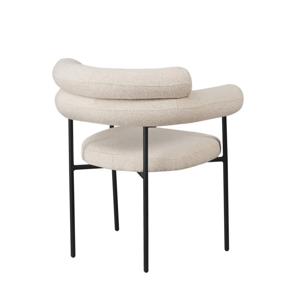 NORI Lot de 2 fauteuils de table en tissu bouclette et métal