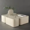 NORLAND Lot de 3 tables basses organiques en bois 92x70cm