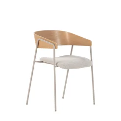 OPNA Lot de 2 fauteuils de table en tissu, bois et métal